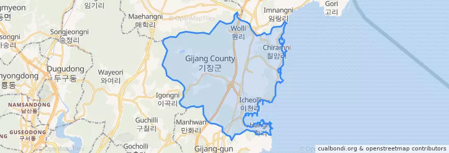 Mapa de ubicacion de 일광면.