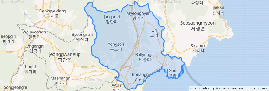 Mapa de ubicacion de 장안읍.