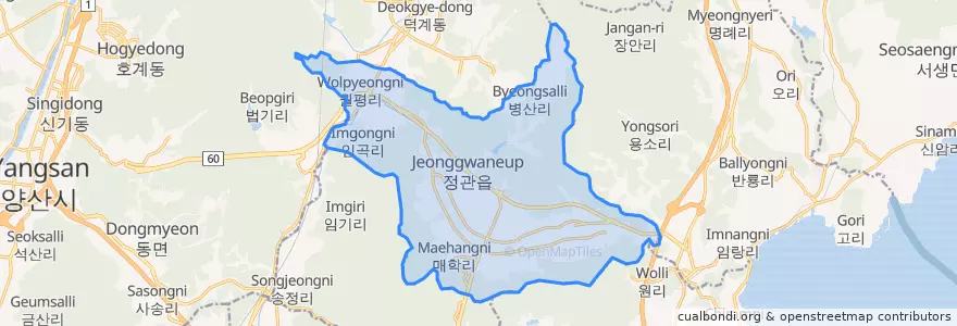 Mapa de ubicacion de 정관읍.