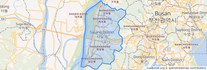 Mapa de ubicacion de Sasang-gu.