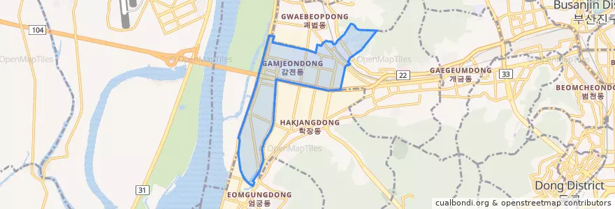 Mapa de ubicacion de 감전동.