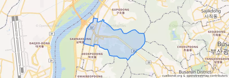 Mapa de ubicacion de 모라동.