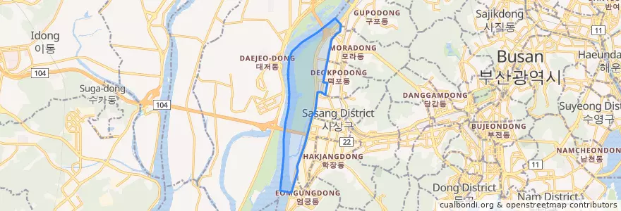 Mapa de ubicacion de 삼락동.