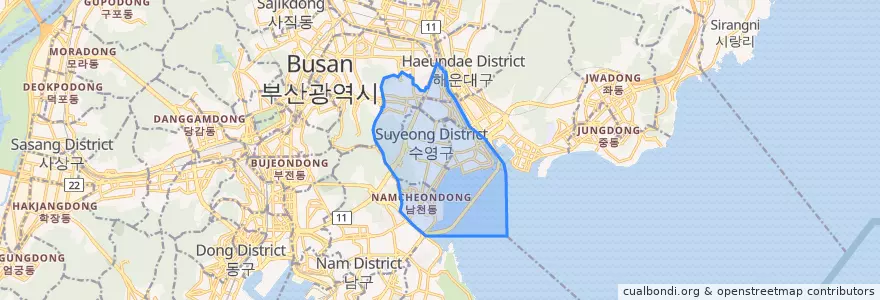 Mapa de ubicacion de 수영구.