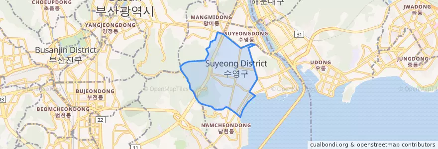 Mapa de ubicacion de 광안동.