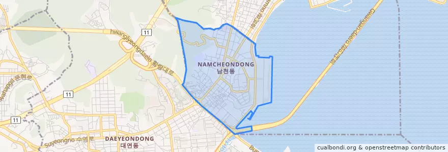 Mapa de ubicacion de 남천동.