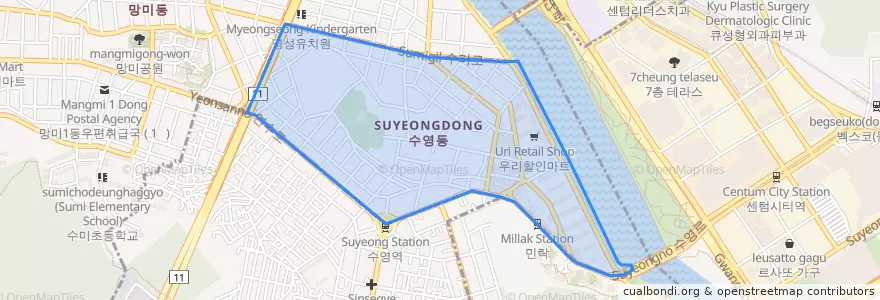 Mapa de ubicacion de 수영동.
