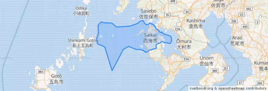 Mapa de ubicacion de Saikai.