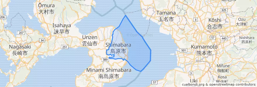Mapa de ubicacion de 島原市.