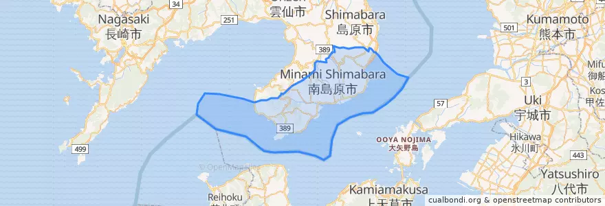 Mapa de ubicacion de Minami-Shimabara.