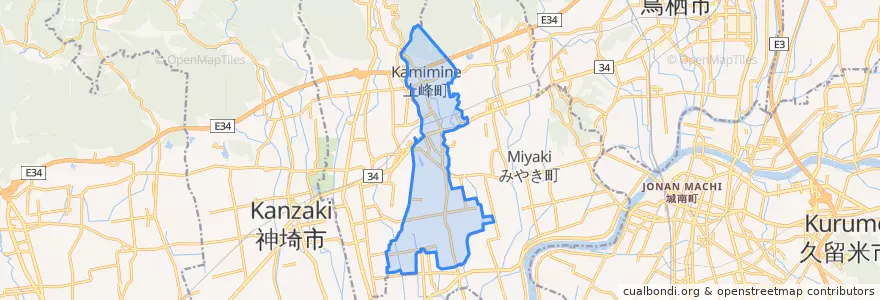 Mapa de ubicacion de 上峰町.