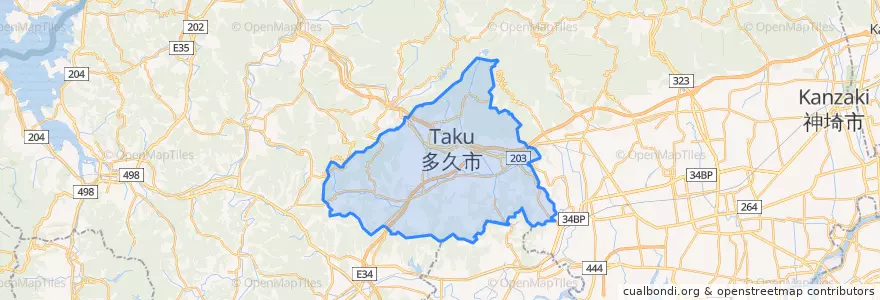 Mapa de ubicacion de 多久市.
