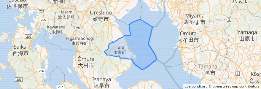 Mapa de ubicacion de 太良町.