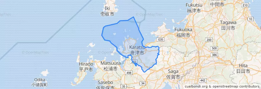Mapa de ubicacion de 唐津市.