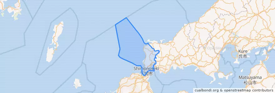 Mapa de ubicacion de Shimonoseki.