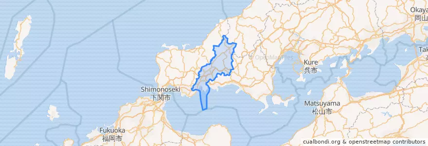 Mapa de ubicacion de 山口市.