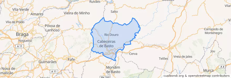 Mapa de ubicacion de Cabeceiras de Basto.