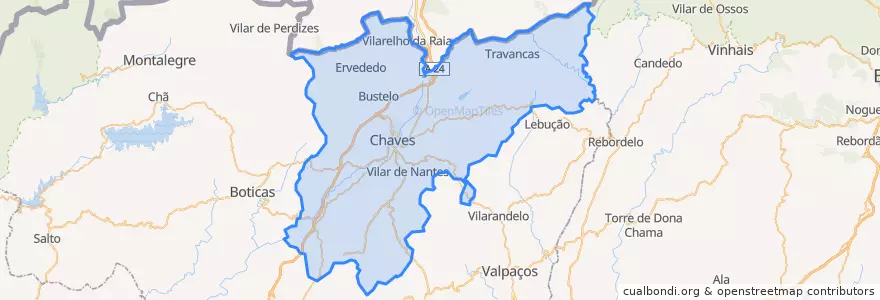 Mapa de ubicacion de Chaves.