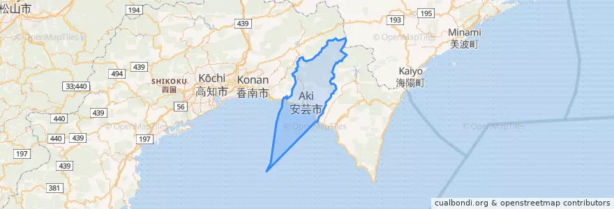 Mapa de ubicacion de 安芸市.