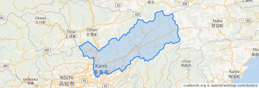 Mapa de ubicacion de 香美市.