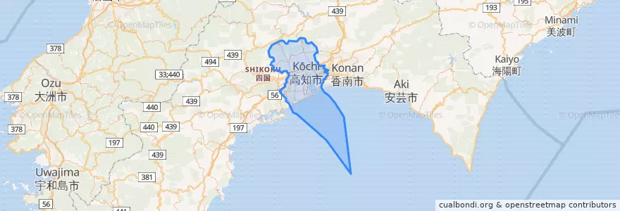 Mapa de ubicacion de 고치시.