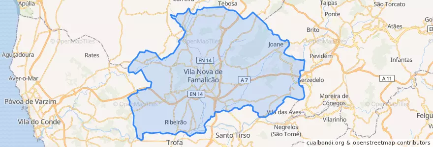 Mapa de ubicacion de Vila Nova de Famalicão.