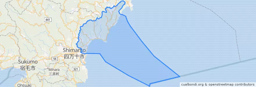 Mapa de ubicacion de 黒潮町.