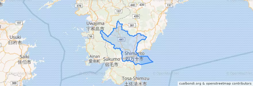 Mapa de ubicacion de 四万十市.