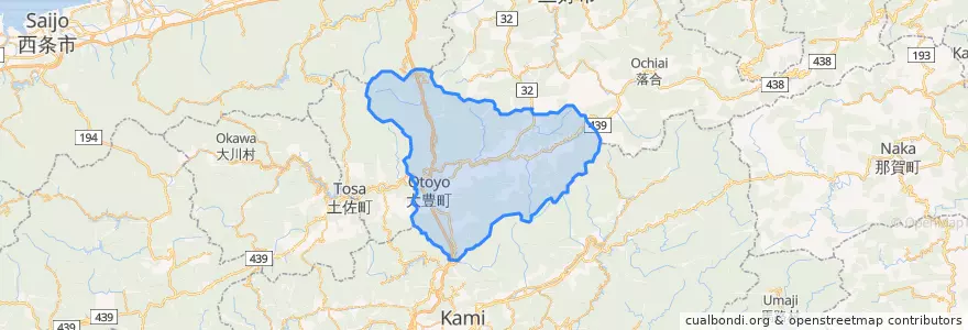 Mapa de ubicacion de 大豊町.