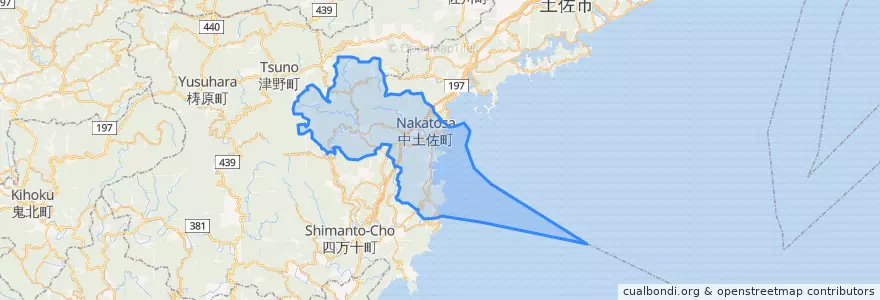 Mapa de ubicacion de 中土佐町.