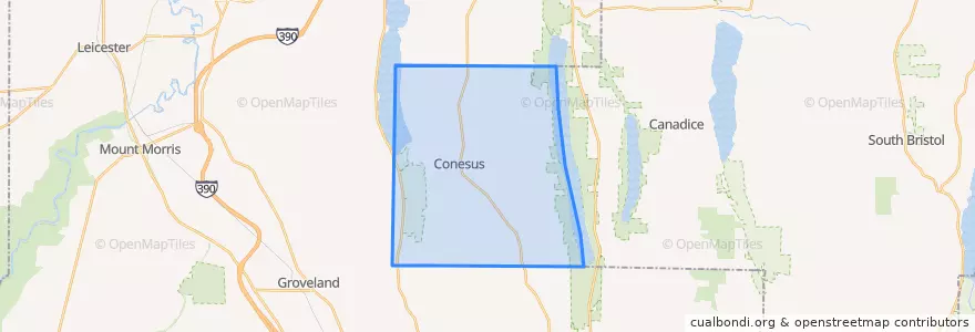 Mapa de ubicacion de Conesus Town.