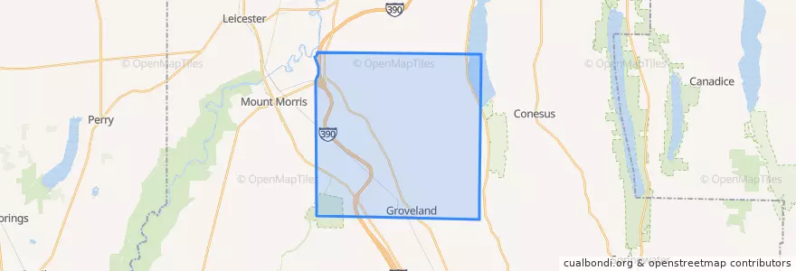 Mapa de ubicacion de Groveland Town.
