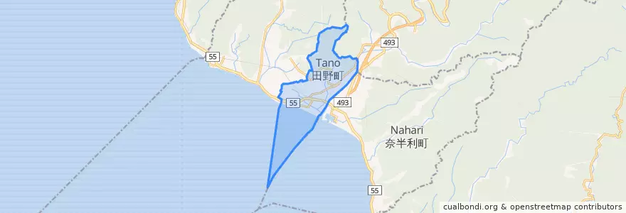Mapa de ubicacion de 田野町.