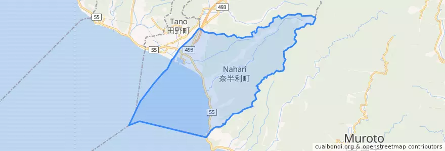 Mapa de ubicacion de 奈半利町.