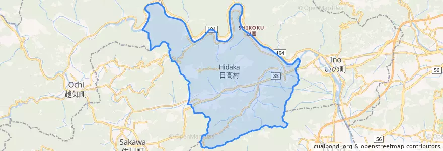 Mapa de ubicacion de 日高村.