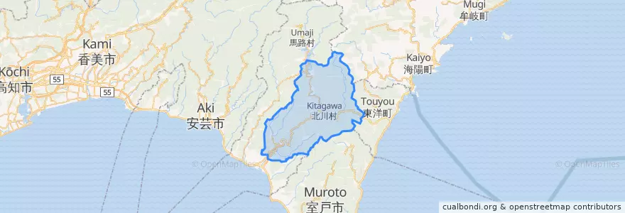 Mapa de ubicacion de 北川村.