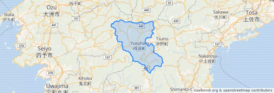 Mapa de ubicacion de 檮原町.