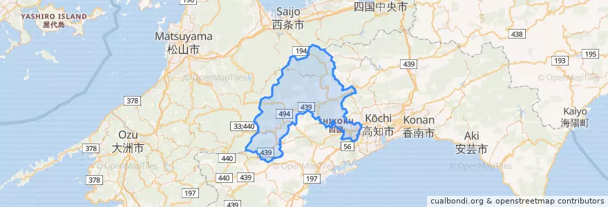 Mapa de ubicacion de 吾川郡.