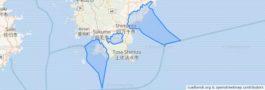 Mapa de ubicacion de 幡多郡.