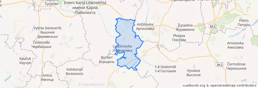 Mapa de ubicacion de Любимовский сельсовет.