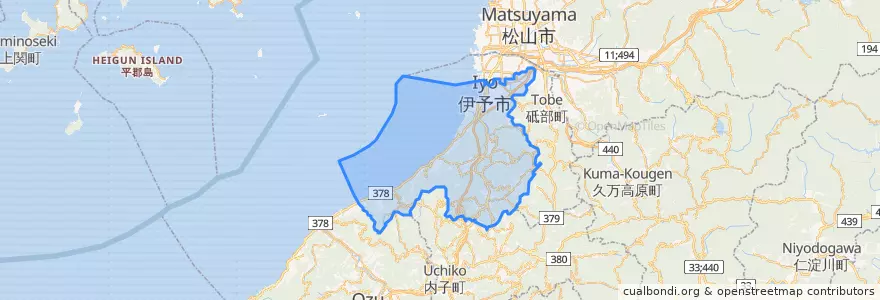 Mapa de ubicacion de 伊予市.