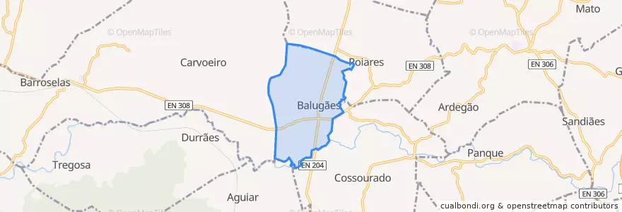 Mapa de ubicacion de Balugães.
