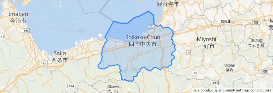 Mapa de ubicacion de 四国中央市.