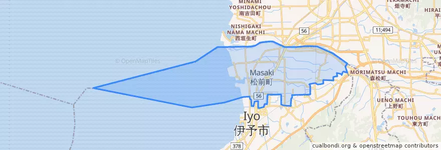 Mapa de ubicacion de 松前町.