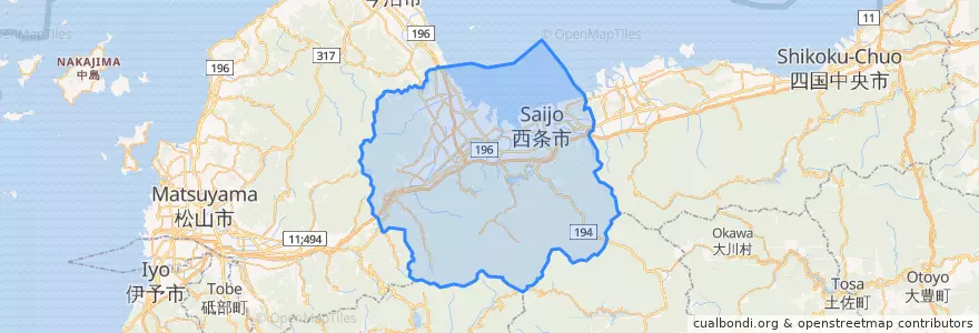 Mapa de ubicacion de Saijo.