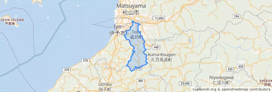 Mapa de ubicacion de 砥部町.