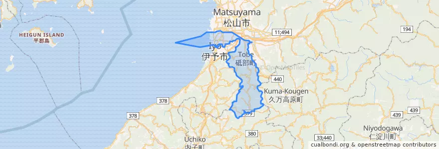 Mapa de ubicacion de 伊予郡.