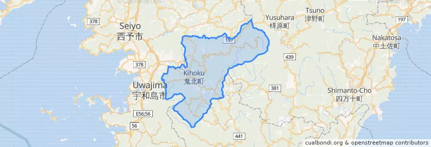 Mapa de ubicacion de 北宇和郡.