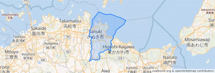 Mapa de ubicacion de 赞岐市.