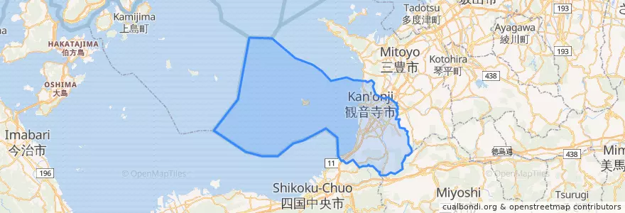 Mapa de ubicacion de 观音寺市.